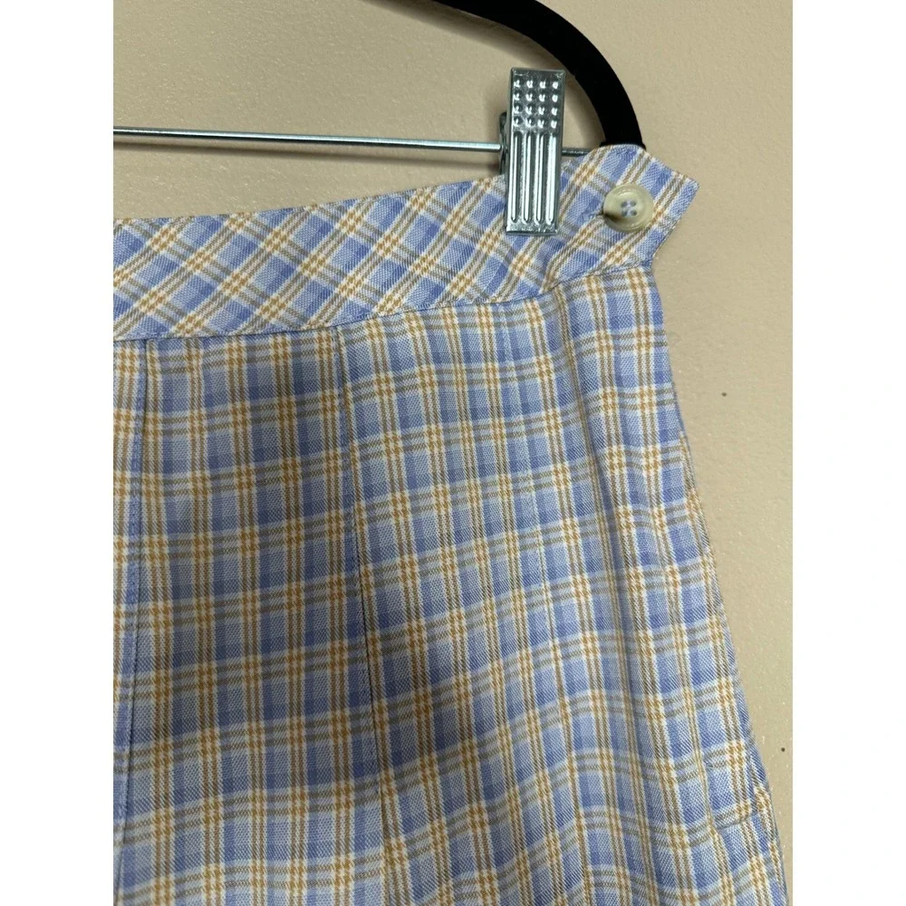 Elodie NWT Blue Plaid Pleated Mini Skirt Preppy Schoolgirl Checkered Large Chic